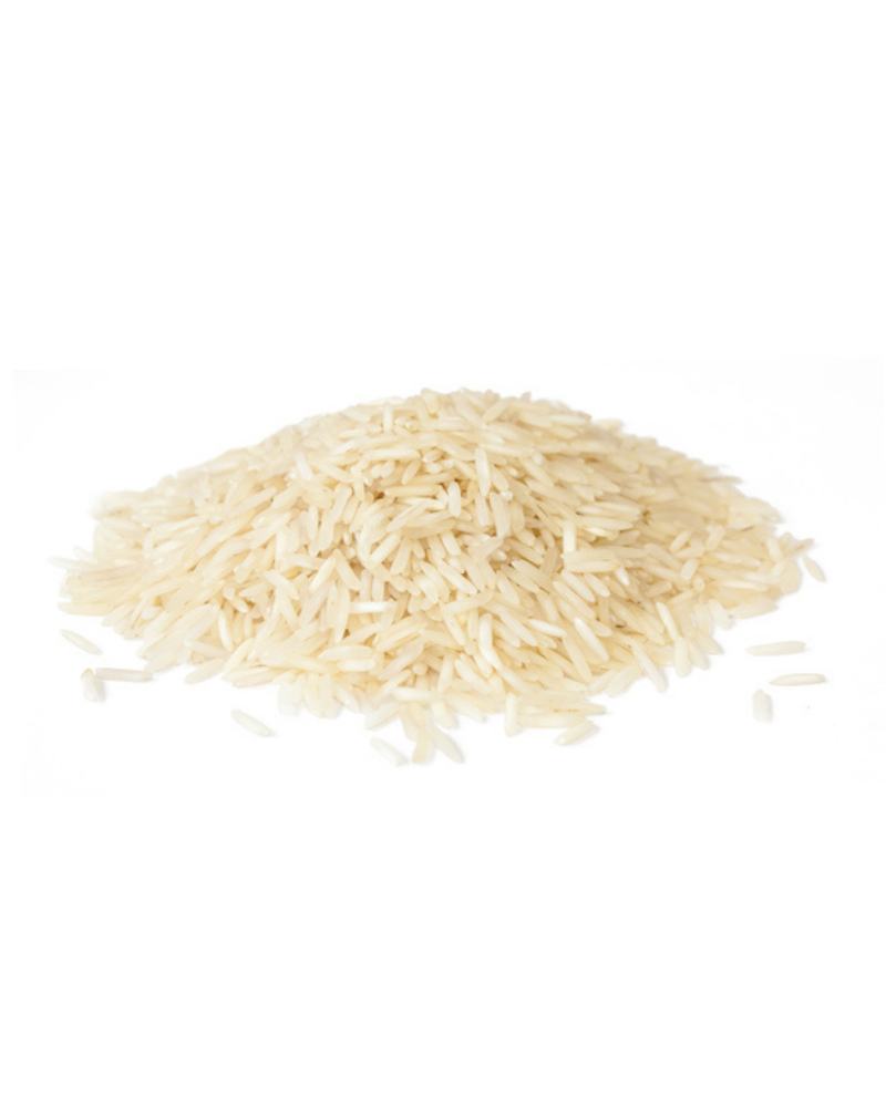 Dragonfly Herbs: bulk Indian basmati rice (Organic) on white background