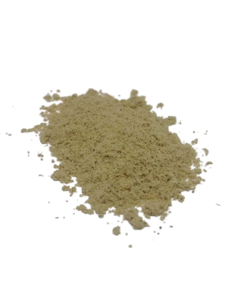 Dragonfly Herbs: Organic Gokshura (Tribulus) Powder on white background
